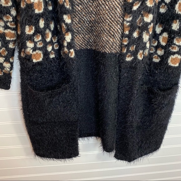 Anthropologie Feathered Leo Cardigan by La Fee Verte - Sz Small Black Motif - Picture 5 of 13